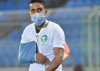 بعد تسجيل الهدف الاول ..الدوسري يخرج مصاب من لقاء جامايكا